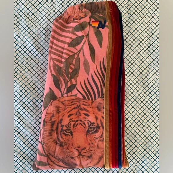 NEW Aviator Nation Tiger Sweatpants Velvet stripes Medium RARE